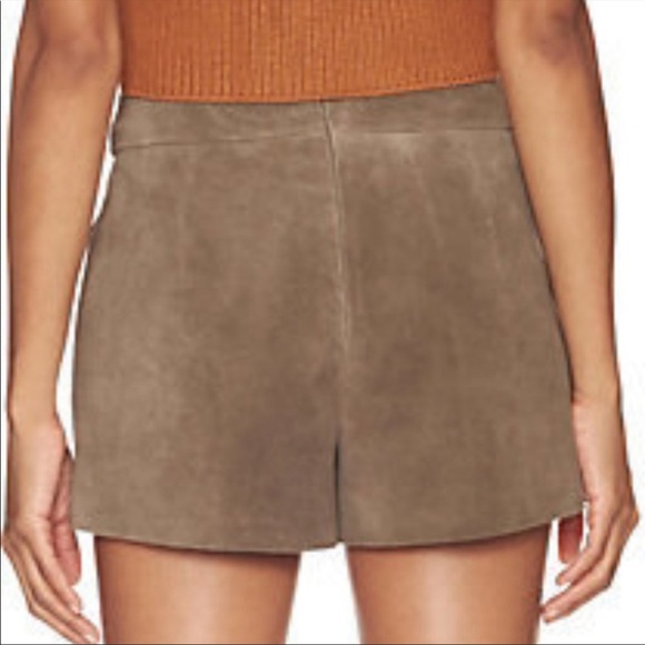 Intermix brown goat suede tie-waist shorts size small - Picture 2 of 8